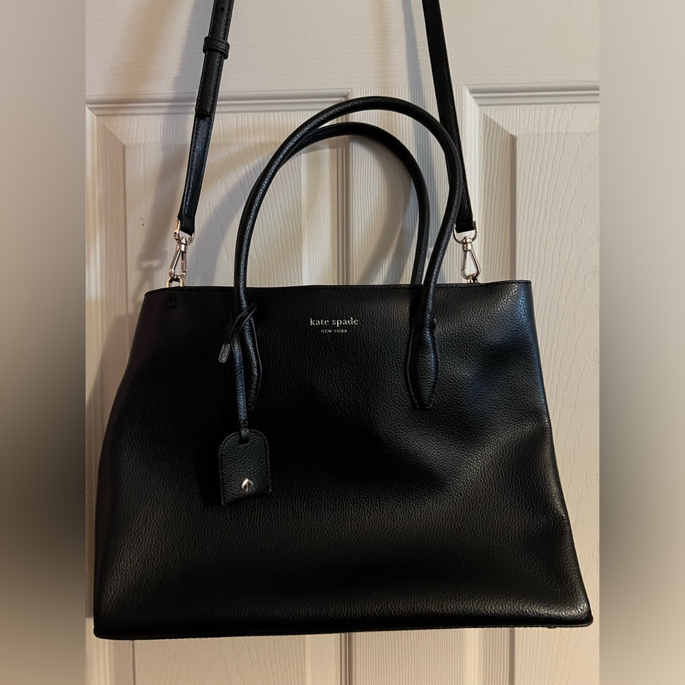 Kate Spade Handbag, purse, black, medium zip top satchel